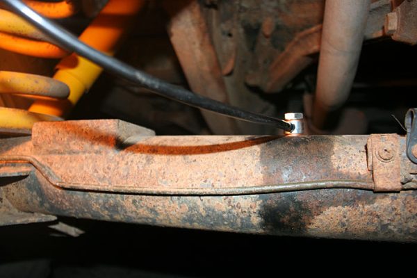 The new breather fitted to the rear axle.