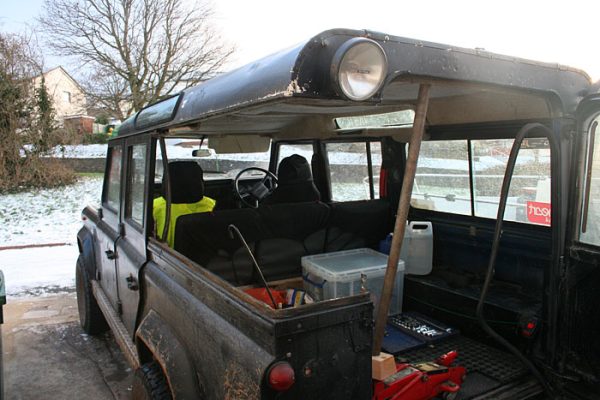 Notice the jack holding up the roof - this is on my old 110