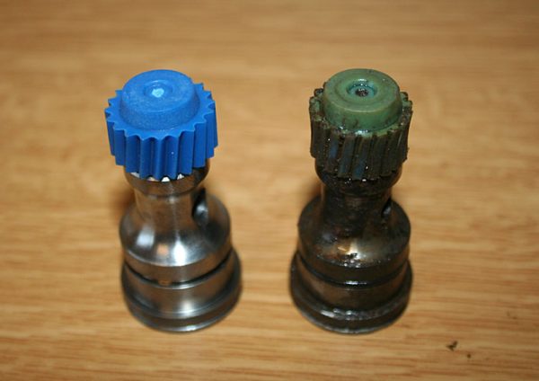 New & old speedo gear - clearly showing the worn drive teeth