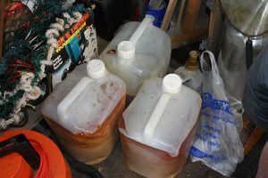 Containers full of waste vegetable oil