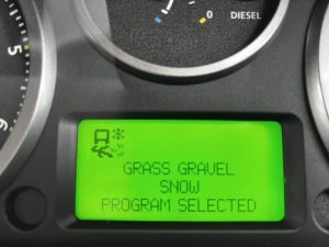Dashboard confirmation that the grass - gravel - snow setting has been selected