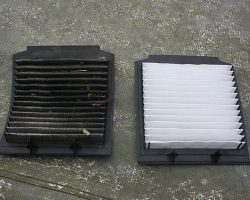 How to change the pollen filters on a Range Rover P38 The stark contrast between the old and new pollen filters