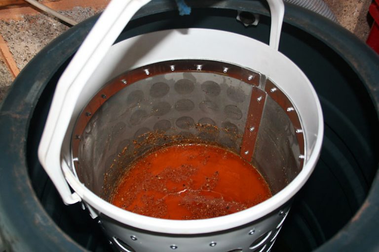 This is my first stage filtering - 77micron filter straight into the holding tank (water butt)